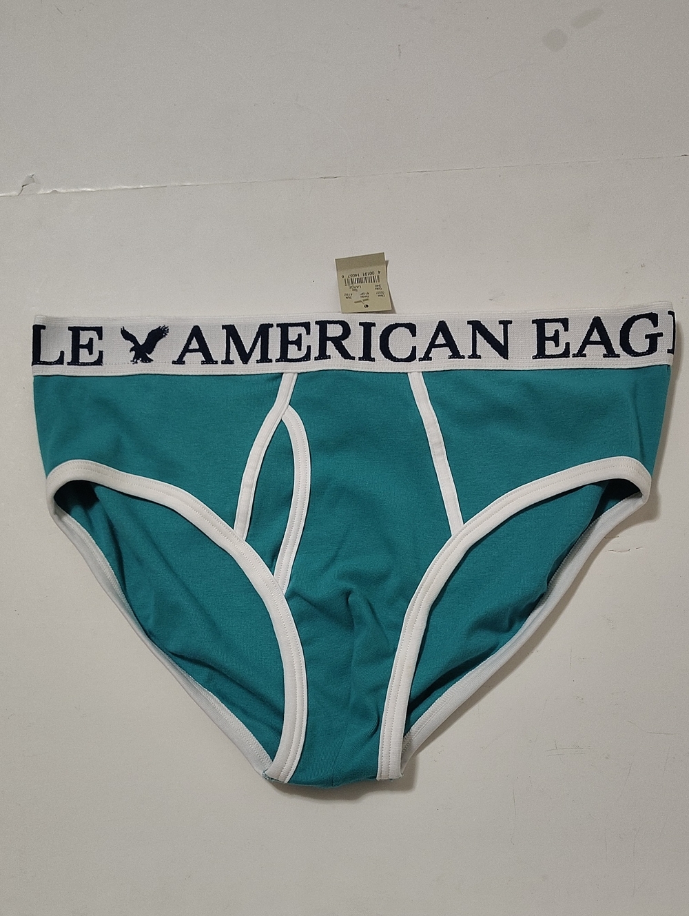 VTG American Eagle Outfitters Teal Men's Briefs with White Trim - Size L/G